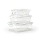 Set De 3 Boîtes En Verre Avec Couvercles Hermétiques - Transparent