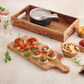 Rectangular Cutting Board With Olive Wood Handle - Wood