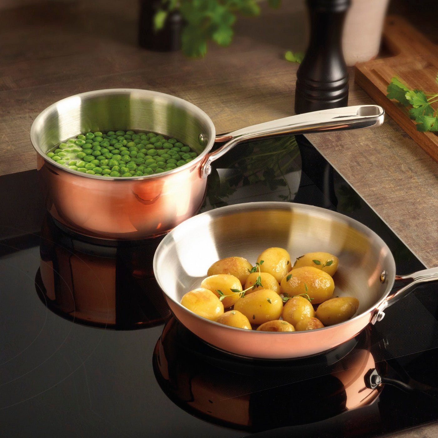 Triply Copper Stainless Steel Frying Pan 24 Cm - Copper