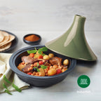 Tajine En Fonte D'Acier Avec Couvercle En Céramique - Vert - 29cm