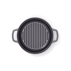 Batterie De Cuisine Empilable En Fonte 4 Pièces (Cocotte + Sauteuse + Poêle Grill) + 4 Protections En Silicone - Noir