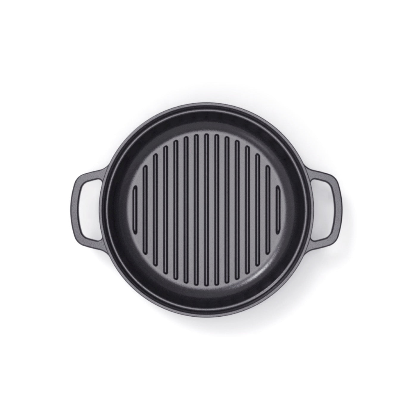 Batería de Cocina Apilable de Hierro Fundido 4 Piezas (Cazuela + Sartén + Sartén Grill) + 4 Protecciones de Silicona - Negro