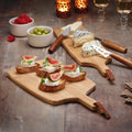Tabla de Cortar Rectangular con Mango + Set de 3 Cuchillos para Queso - Bambú - Madera