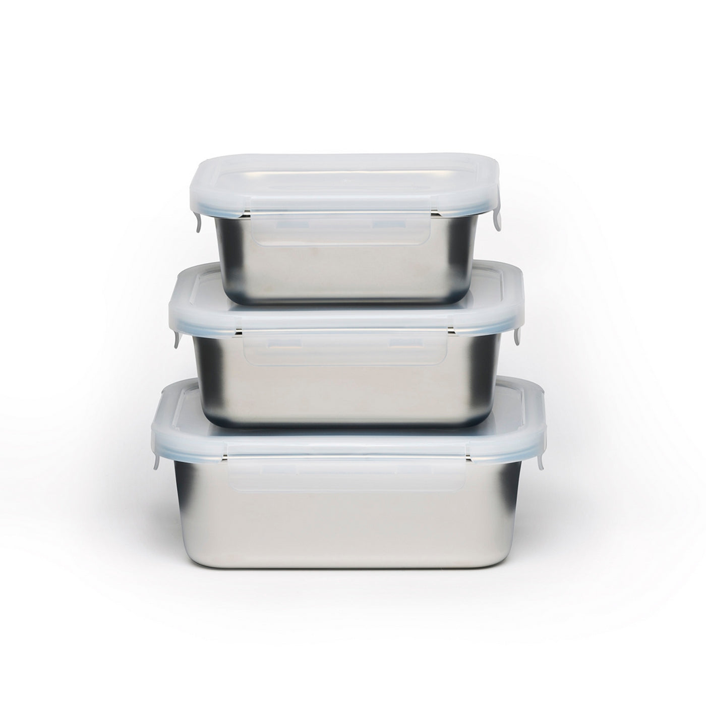 Set De 3 Recipientes Herméticos Con Tapa - Plateado