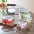 Set de 8 Cajas de Vidrio con Clips - Transparente