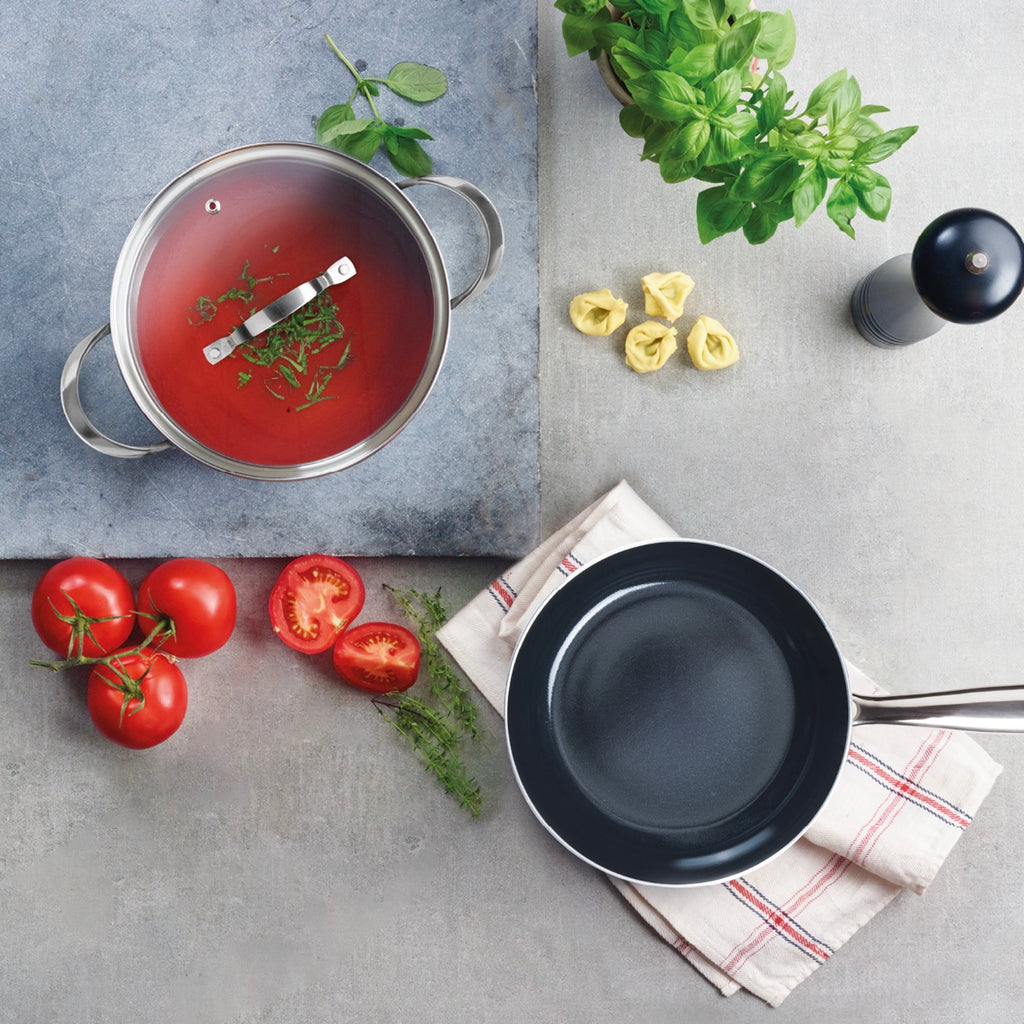 Set of 3 Non-Stick Frying Pans - Qulinox Pro Ceramic - Silver