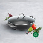 Wok En Fonte Avec Nid D'Abeille Avec Couvercle - 30 Cm - Noir