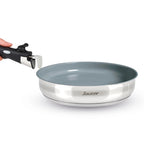 Batería Apilable Antiadherente Con Mango Extraíble 6 Piezas - Amo Ceramic Grey - Plateado