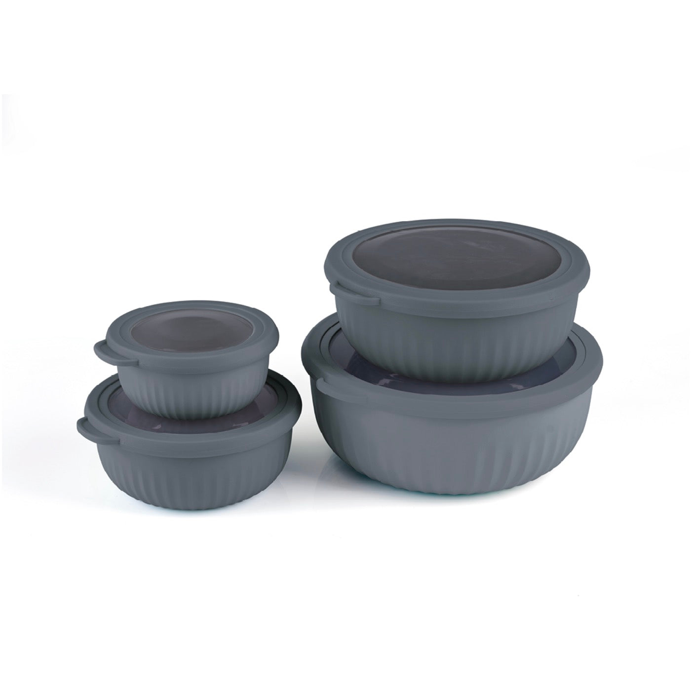 Set De 4 Boîtes De Conservation Avec Couvercle - Gris Anthracite