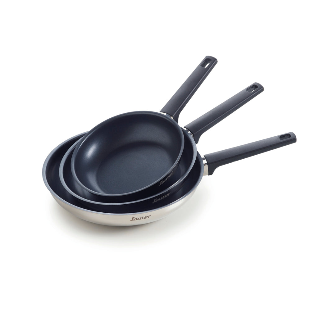 Set of 3 Non-Stick Frying Pans - Silver