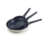 Set of 3 Non-Stick Frying Pans - Silver