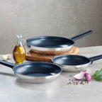 Set of 3 Non-Stick Frying Pans - Silver