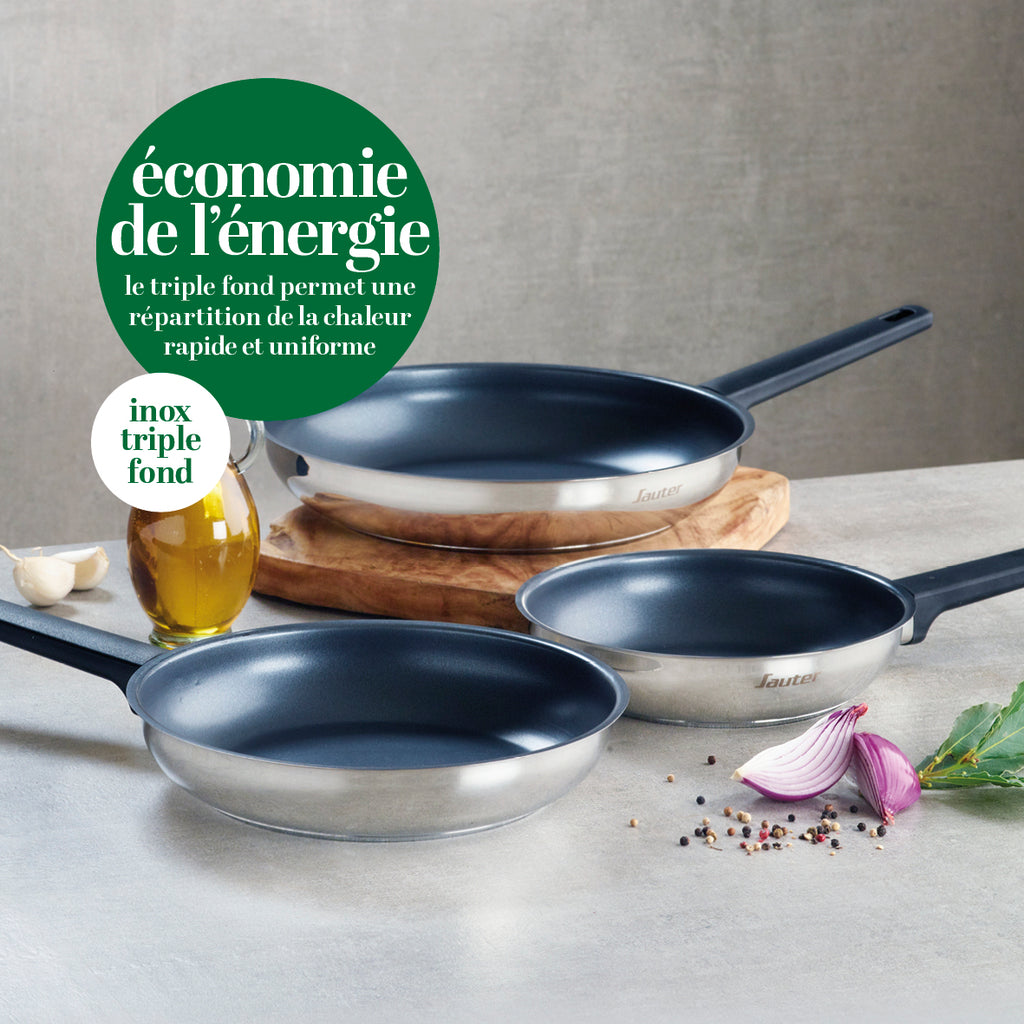 Set of 3 Non-Stick Frying Pans - Silver