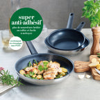 Set of 3 Non-Stick Frying Pans - Silver