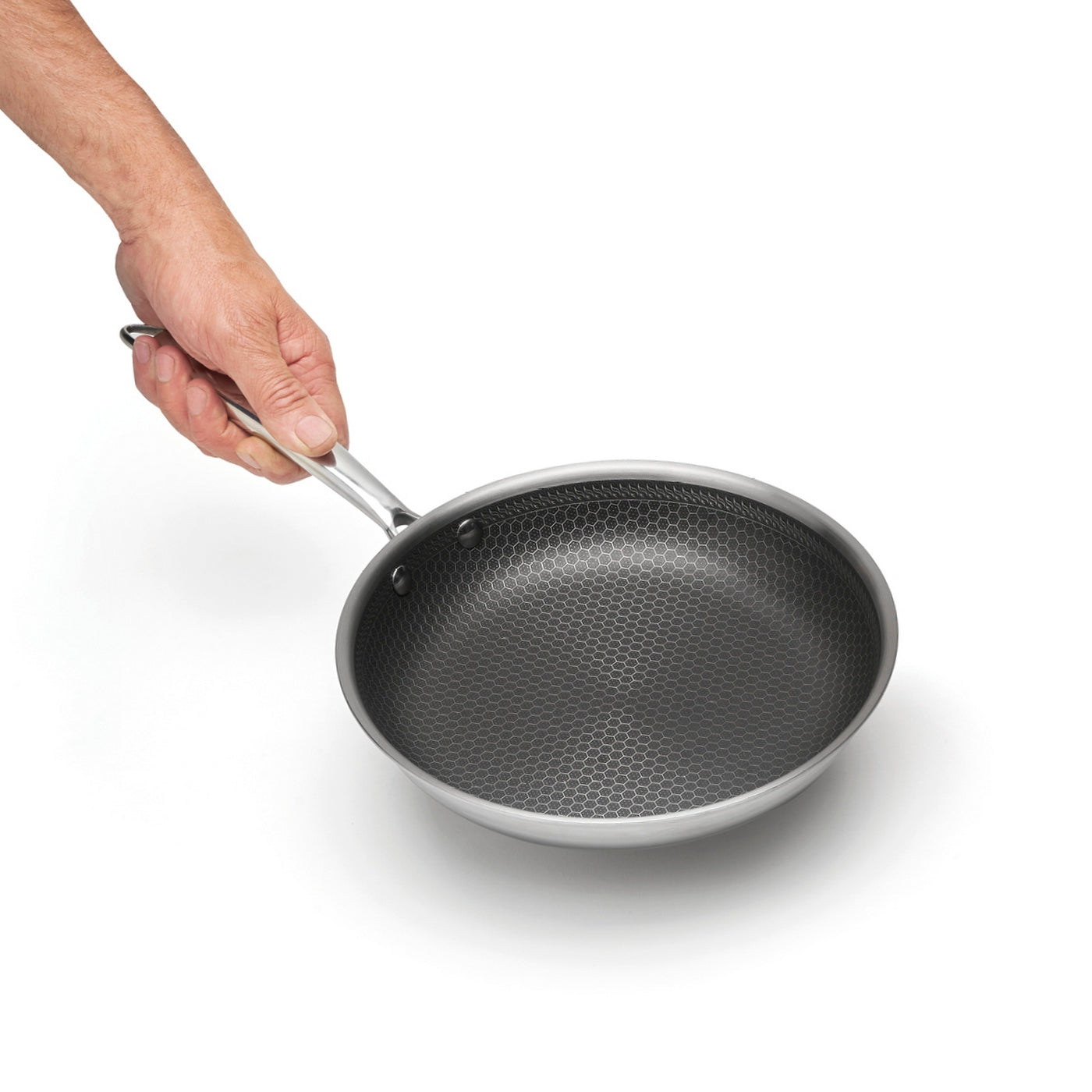 Poêle 20CM - Triply Revêtement Nid D'Abeille Anti-Adhésif - Argenté