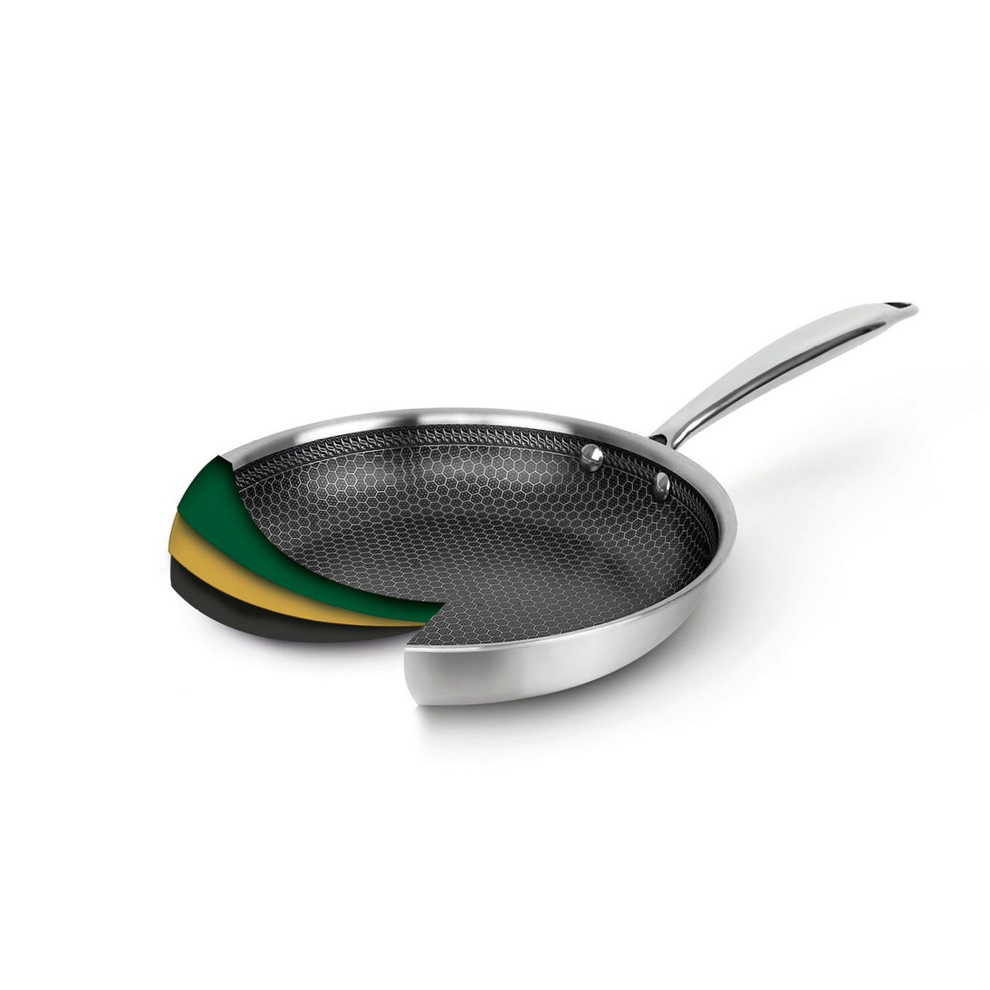 Poêle Triply - 24CM - Revêtement Nid D'Abeille Anti-Adhésif - Argenté