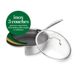 Triply Stainless Steel Wok Non-Stick Honeycomb Coating 30cm - Silver