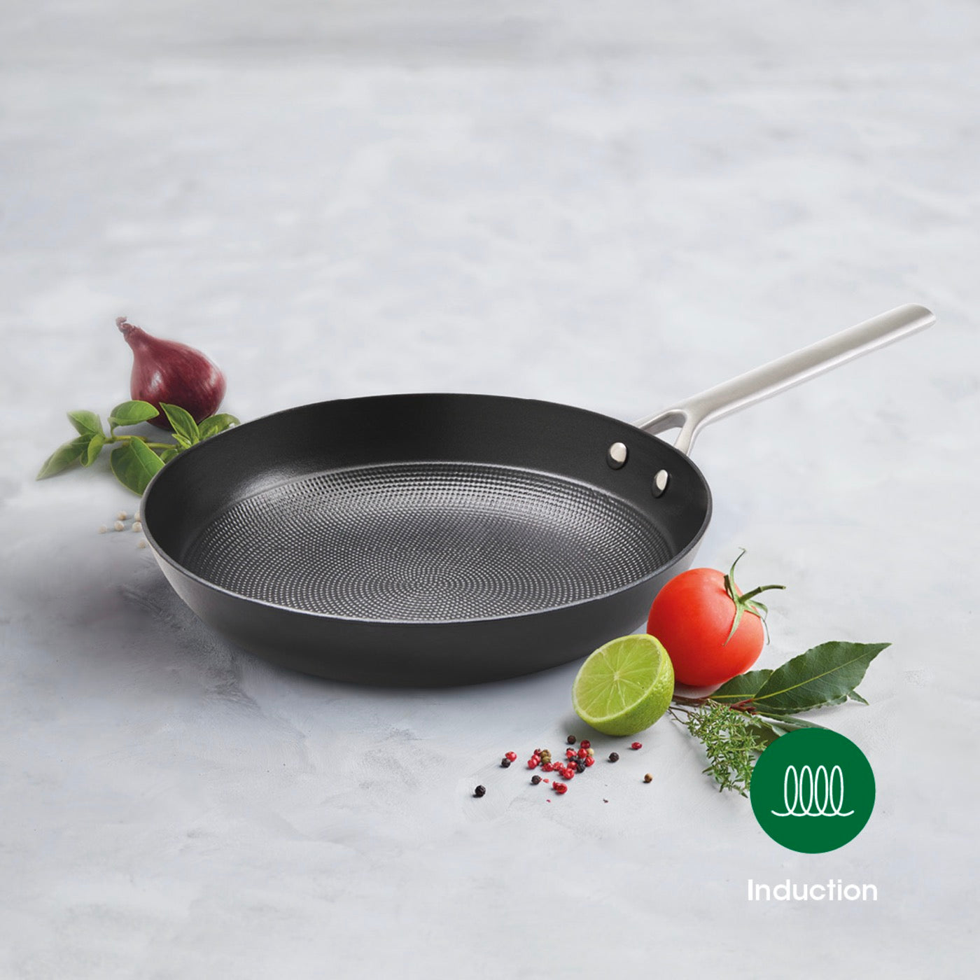 Set De 3 Poêle En Fonte Structure Nid D'Abeille Avec Poignée En Inox - Noir
