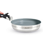 Batería Apilable Antiadherente Con Mango Extraíble 10 Piezas - Plateado