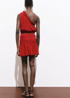 Robe Asymétrique Froncée Ceinture
