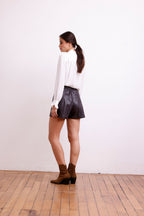 Short Britney Choco Similicuir
