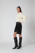 Jersey de cuello redondo con trenzas - Negro