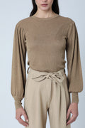 Berenice - Pull Col Rond Manches Bouffantes - Honey