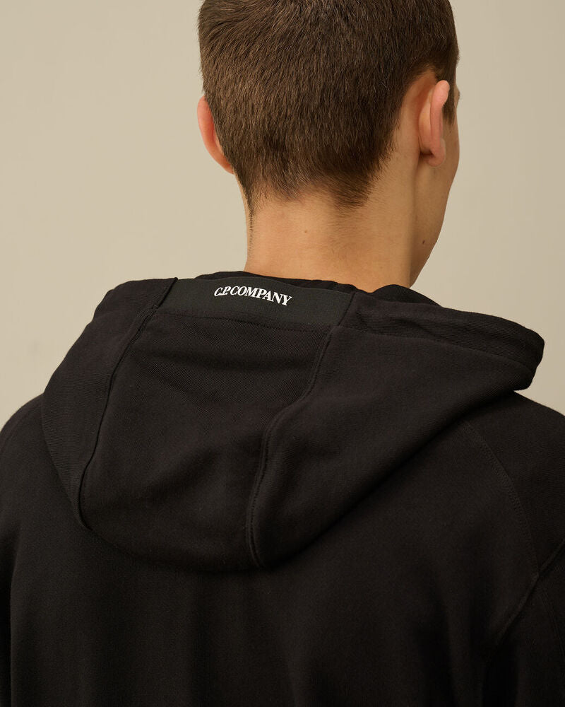 CP Company - Diagonal Fleece Lens Hoodie – Black
