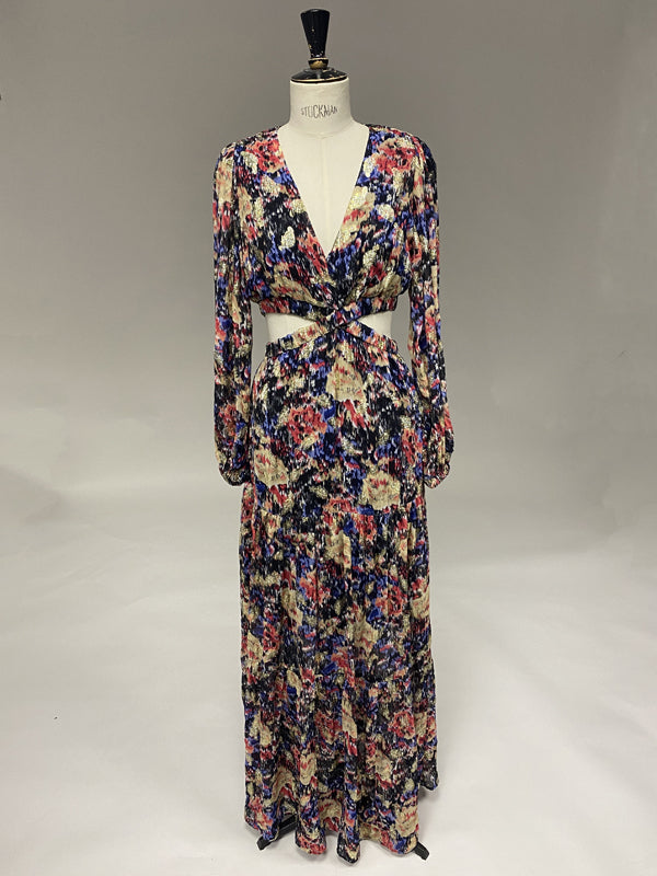 Berenice - Robe Longue Plume Lurex - Print Lou