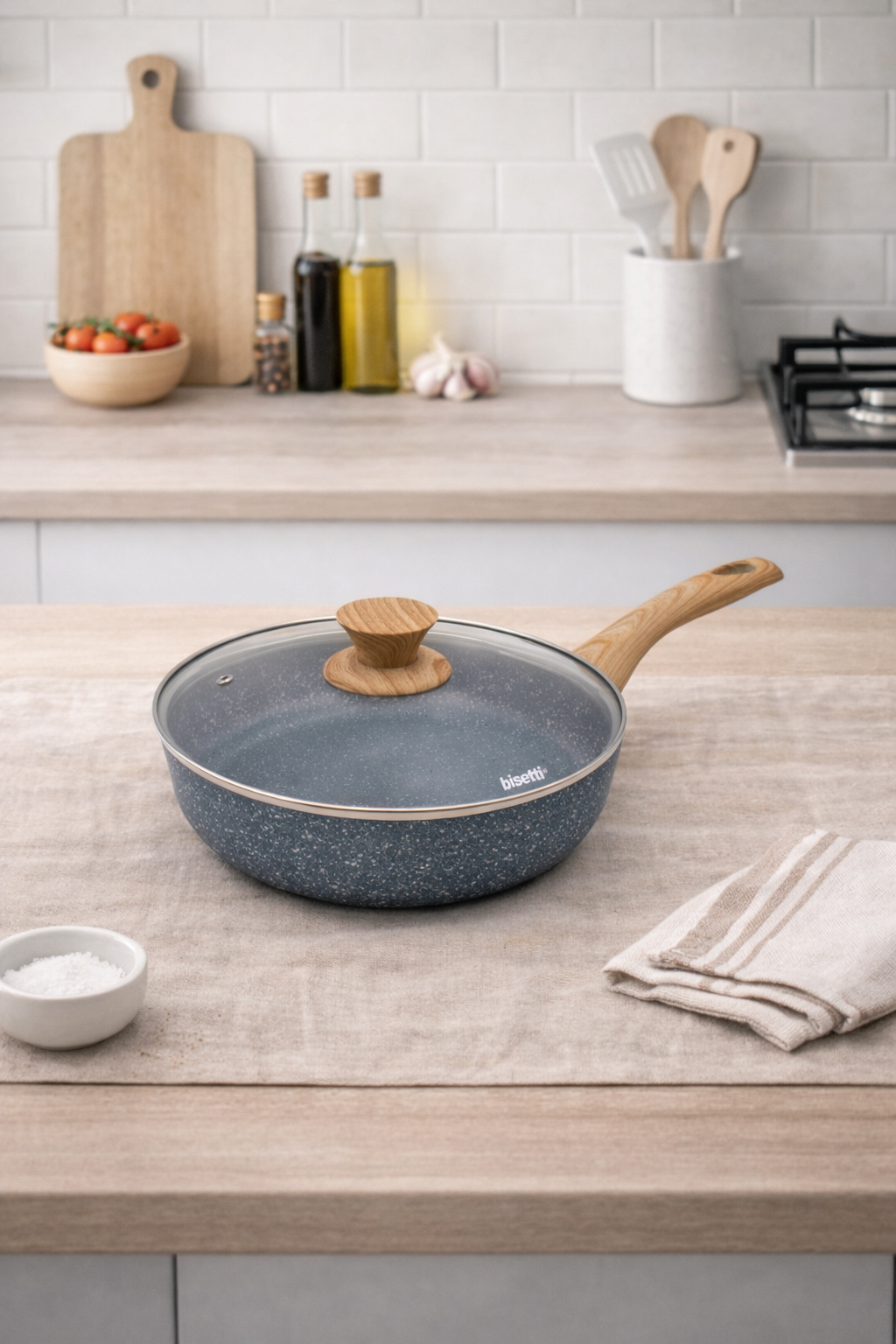 Sartén - 24 cm - Pierre Gourmet - Con tapa de madera