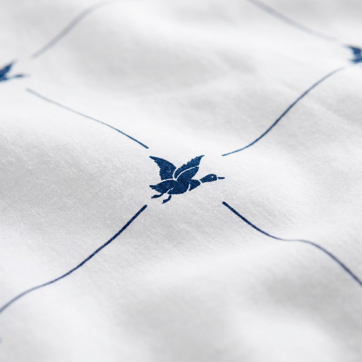 Laken van katoensatijn - Ligne Atlantique Blauw / Wit