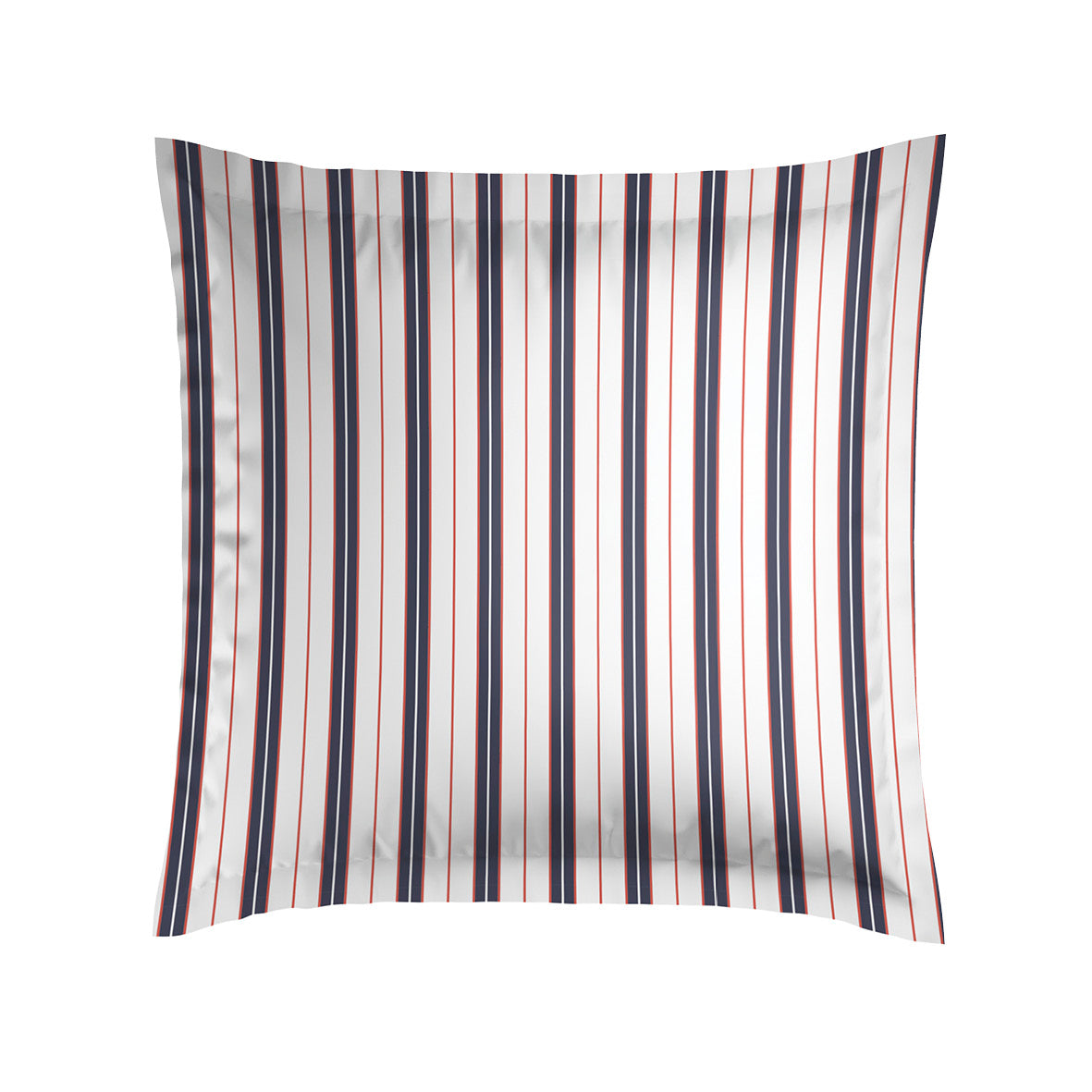 Cotton Sateen Pillowcase - Ligne Atlantique White / Blue