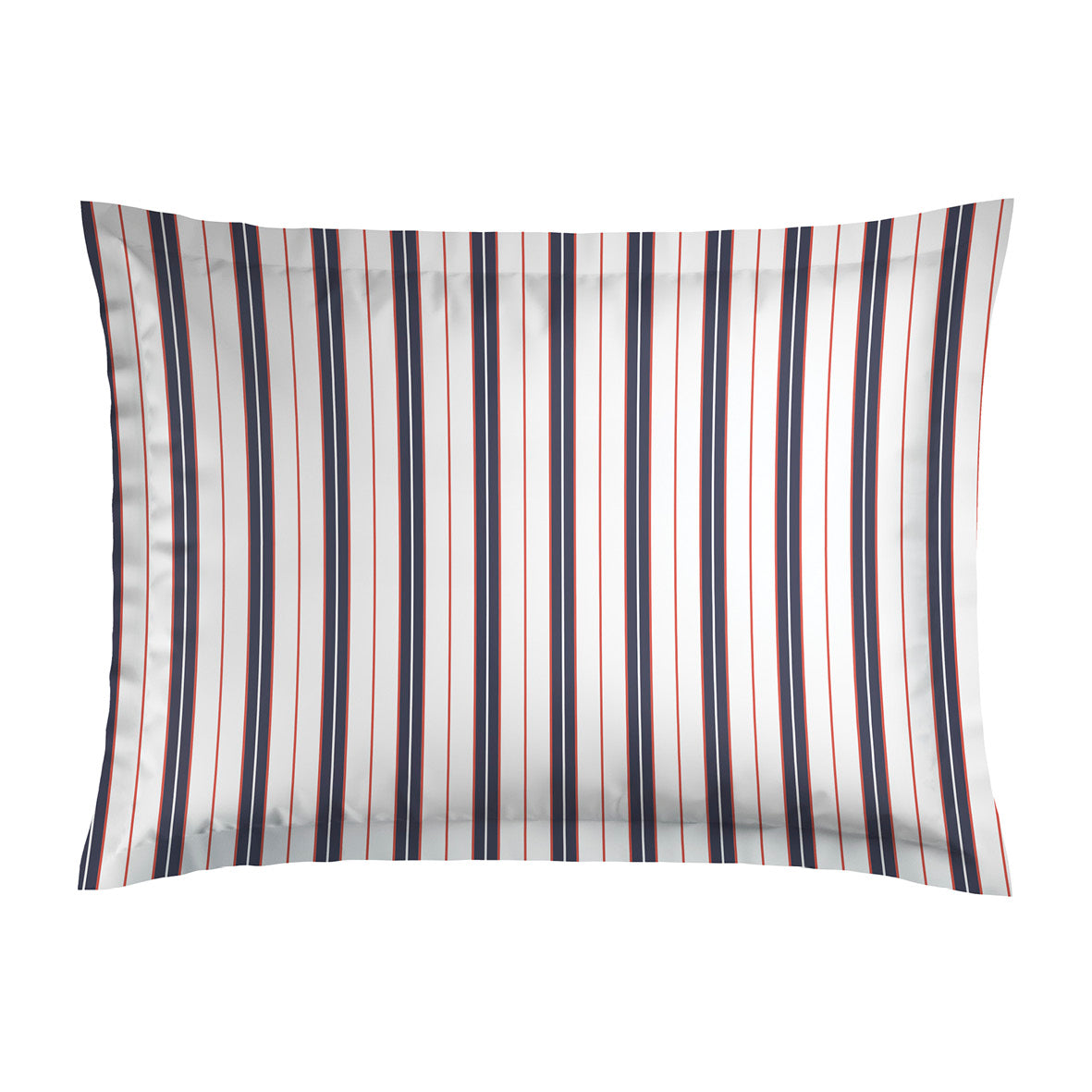 Cotton Sateen Pillowcase - Ligne Atlantique White / Blue