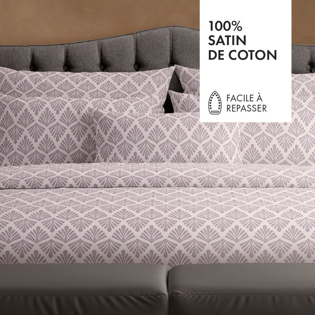 Cotton Sateen Duvet Cover + Pillowcase - Plant Vibrance Light Purple / Light Purple