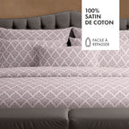 Cotton Sateen Duvet Cover + Pillowcase - Plant Vibrance Light Purple / Light Purple