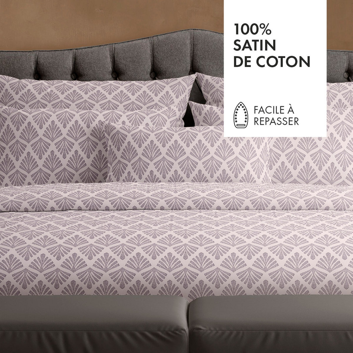 Cotton Sateen Duvet Cover + Pillowcase - Plant Vibrance Light Purple / Light Purple