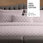 Cotton Sateen Duvet Cover + Pillowcase - Plant Vibrance Light Purple / Light Purple