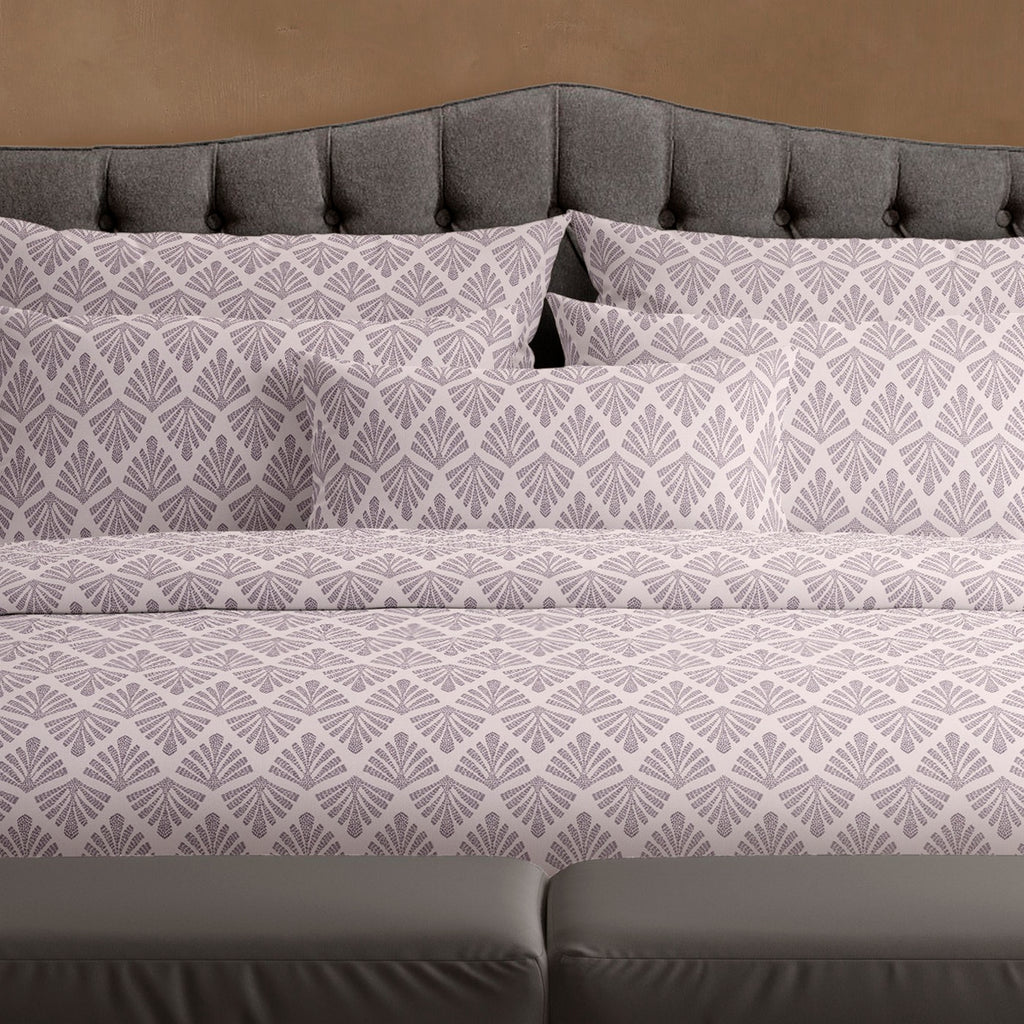 Cotton Sateen Duvet Cover + Pillowcase - Plant Vibrance Light Purple / Light Purple