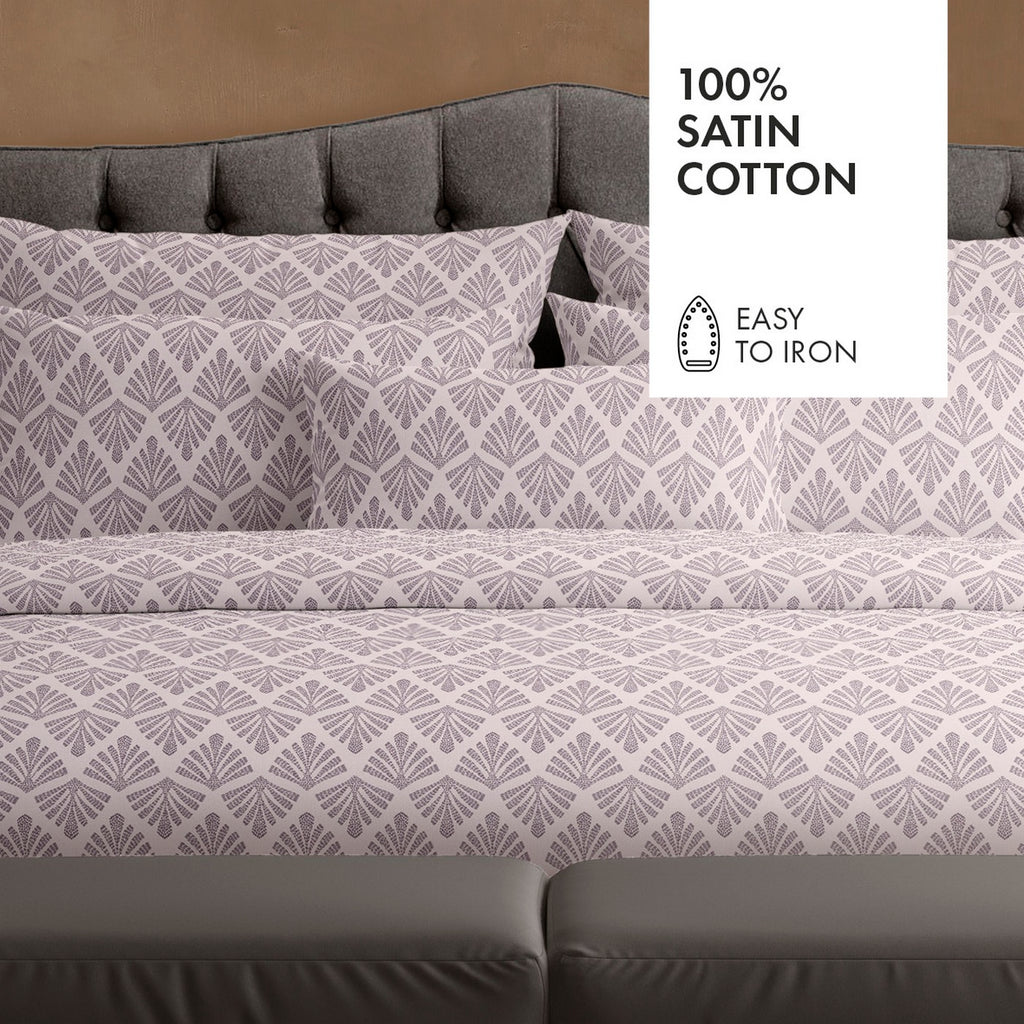 Set de 2 Fundas de Almohada de Satén de Algodón - Vibrance Végétale Morado Claro / Morado Claro