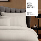 Taie De Traversin Satin De Coton - Rayures Classiques Taupe