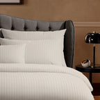 Taie De Traversin Satin De Coton - Rayures Classiques Taupe