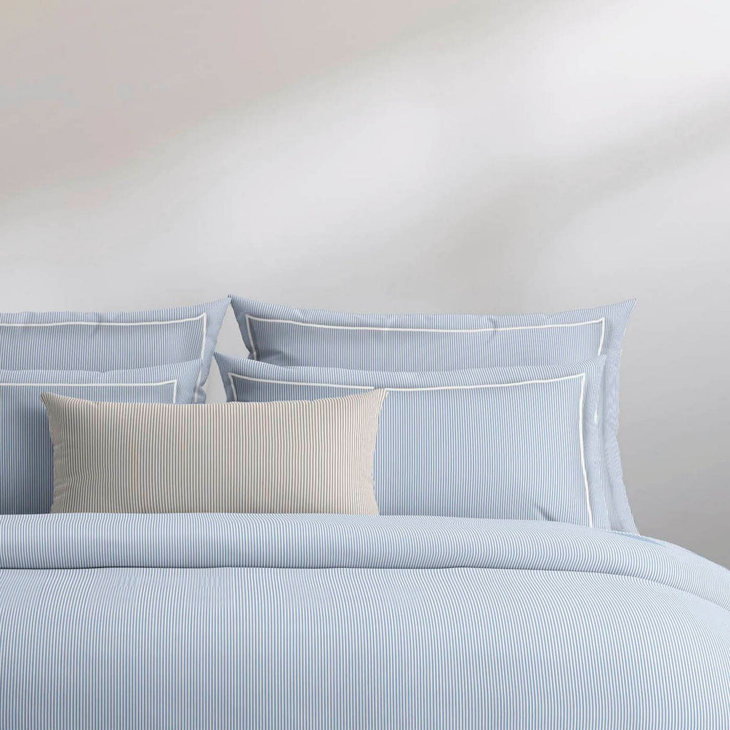 Funda Nórdica + 2 Fundas De Almohada Algodón Percal - Lyon Azul Claro