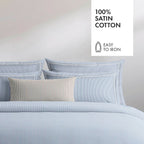 Funda Nórdica + 2 Fundas De Almohada Algodón Percal - Lyon Azul Claro