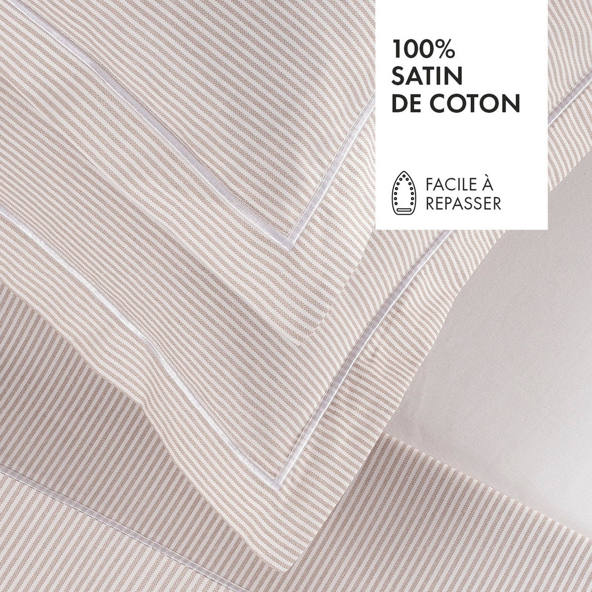 Set van 2 kussenslopen van percale katoen - Lyon taupe