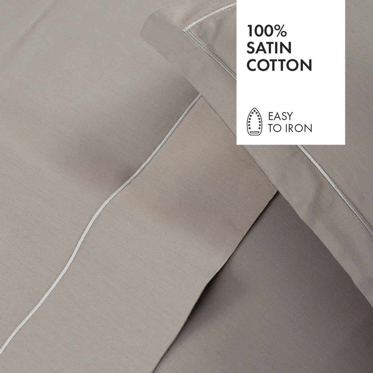 Taie D'Oreiller Satin De Coton - Uni 1 Baratta Taupe 01