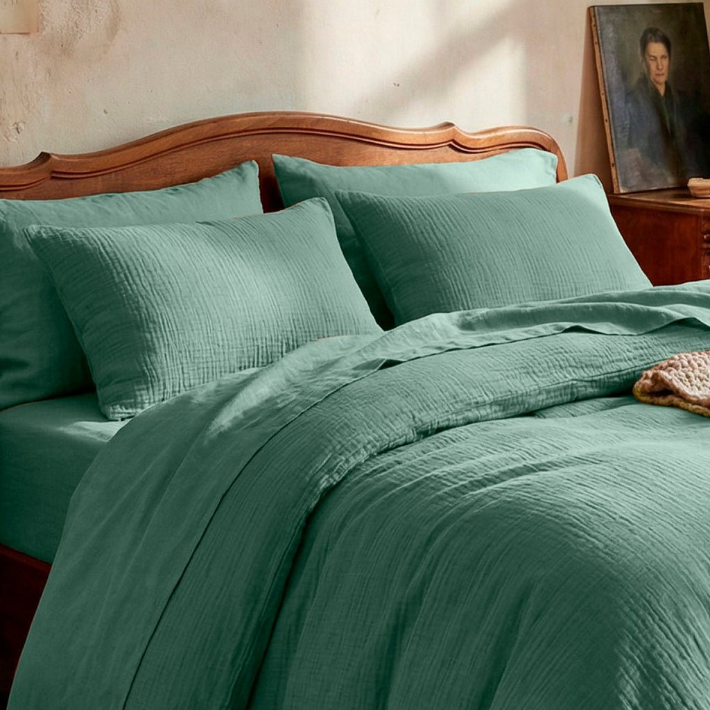 Funda de Almohada de Gasa de Algodón - Uni Verde 12
