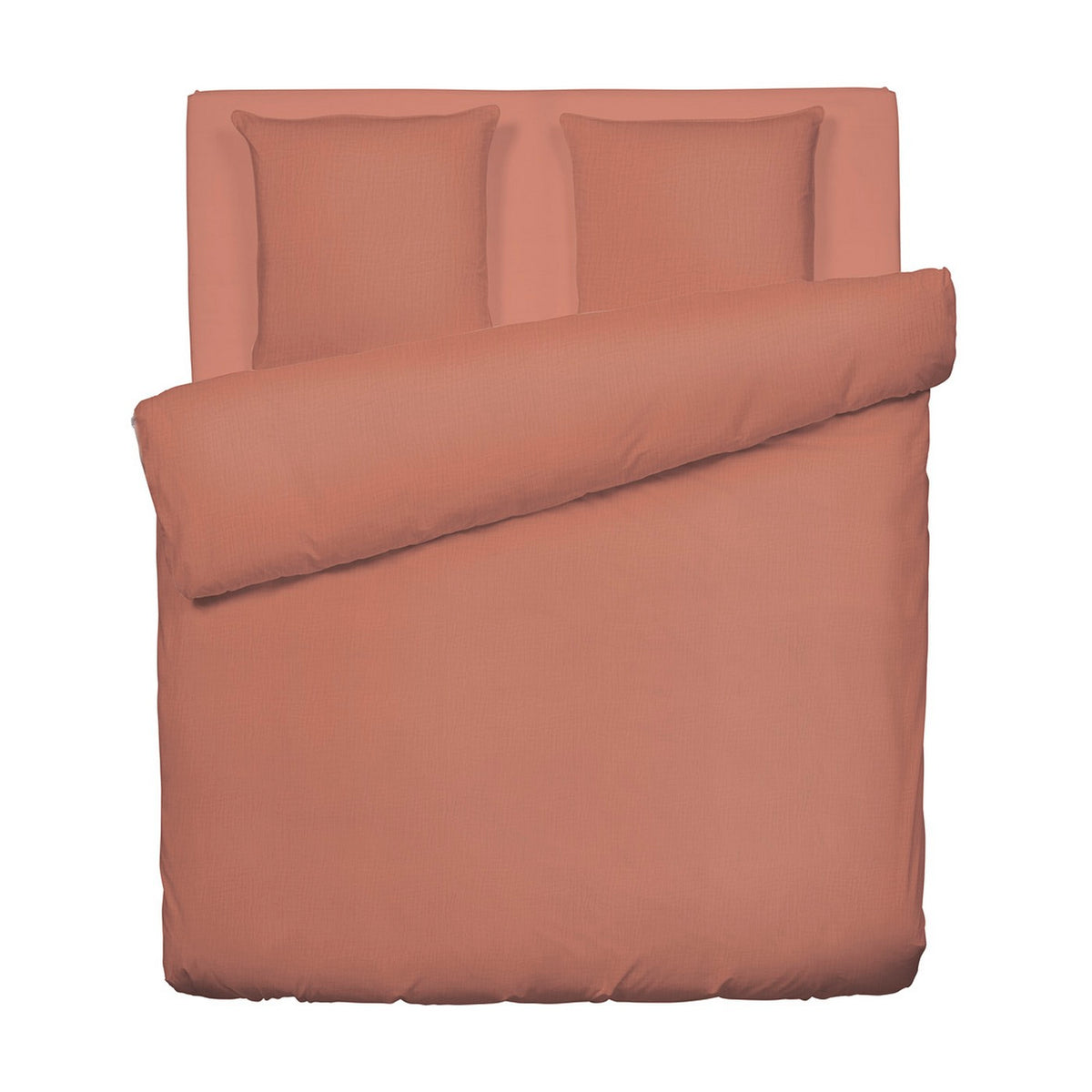Funda Nórdica + Funda De Almohada Gasa De Algodón - Liso Terracota 02