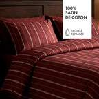 Funda de Almohada de Satén de Algodón - Elior Burdeos