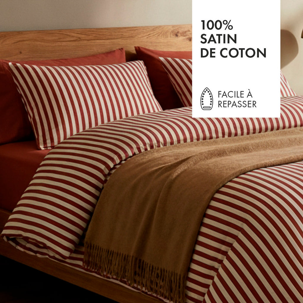 Funda Nórdica + Funda De Almohada Satén De Algodón - Tyra Rojo