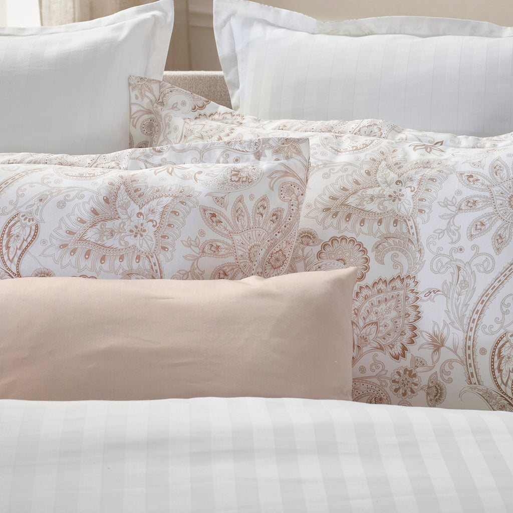 Set de 2 Fundas de Almohada de Satén de Algodón - Paisley Topo